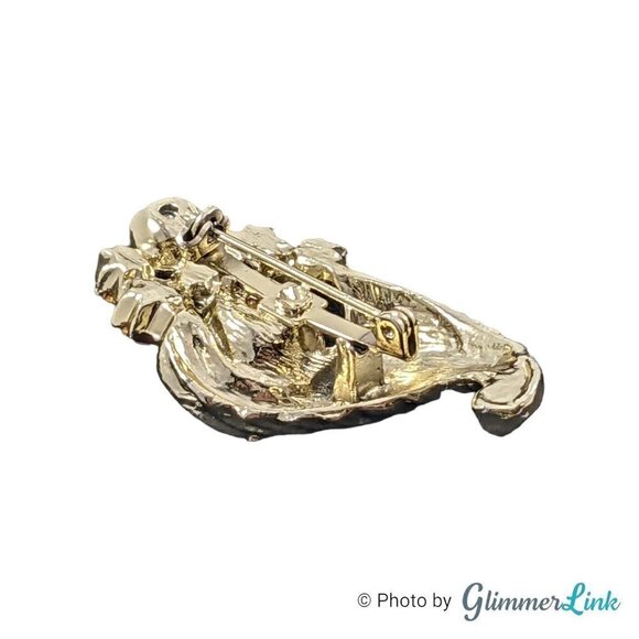 Vintage Pink Rhinestones Cornucopia Gold Tone Brooch - Picture 4 of 5